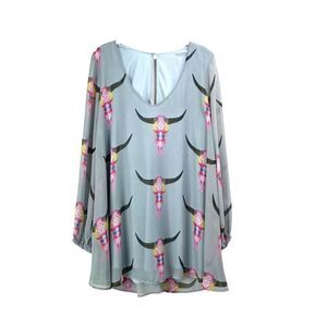 Show Me Your Mumu Donna Michelle Tunic Dress Size M boho bull skull‎ western